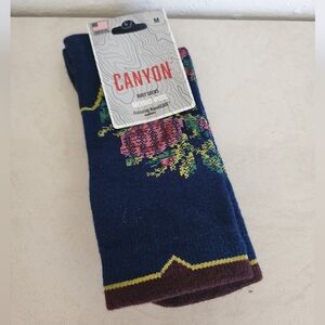 NWT Lane Boot By Canyon Tall Western Cowboy Boot Sock Blue Floral Print Medium